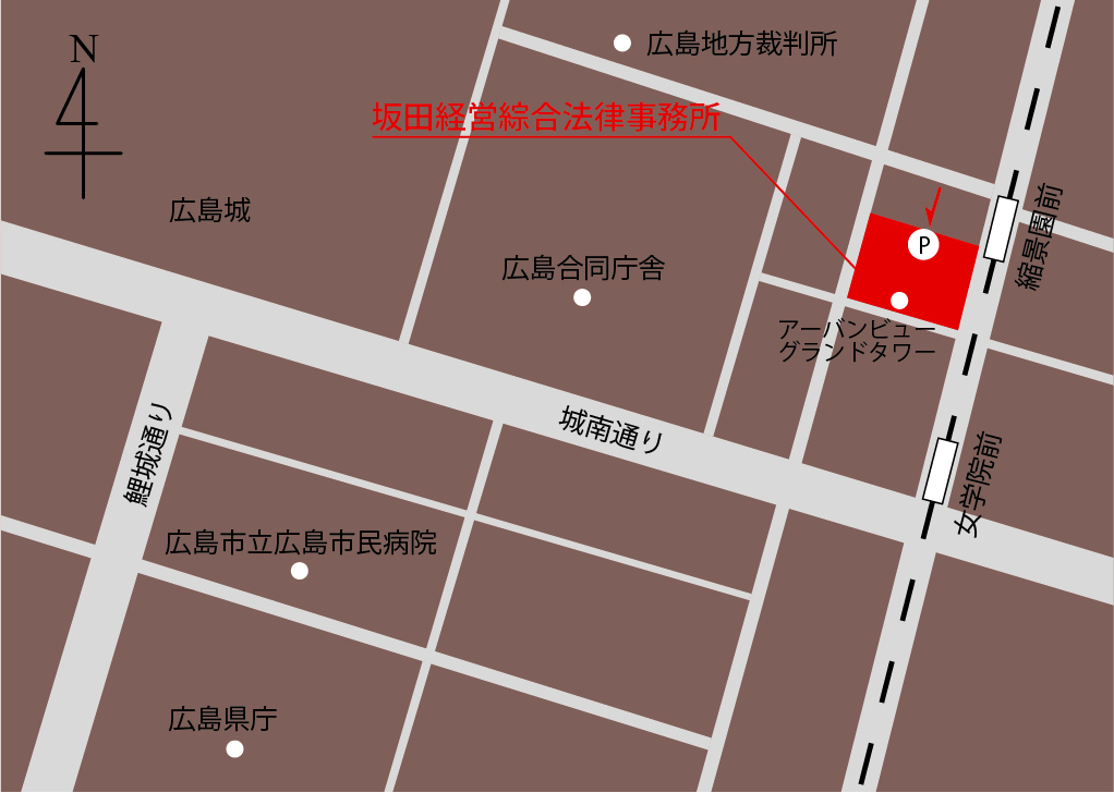事務所の位置を示した地図
